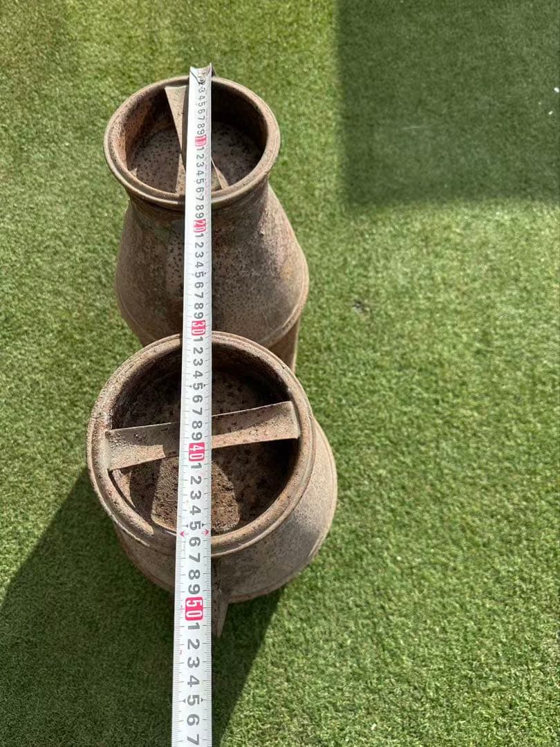 アンティークミルク缶 錆色 取っ手付き 2個セット