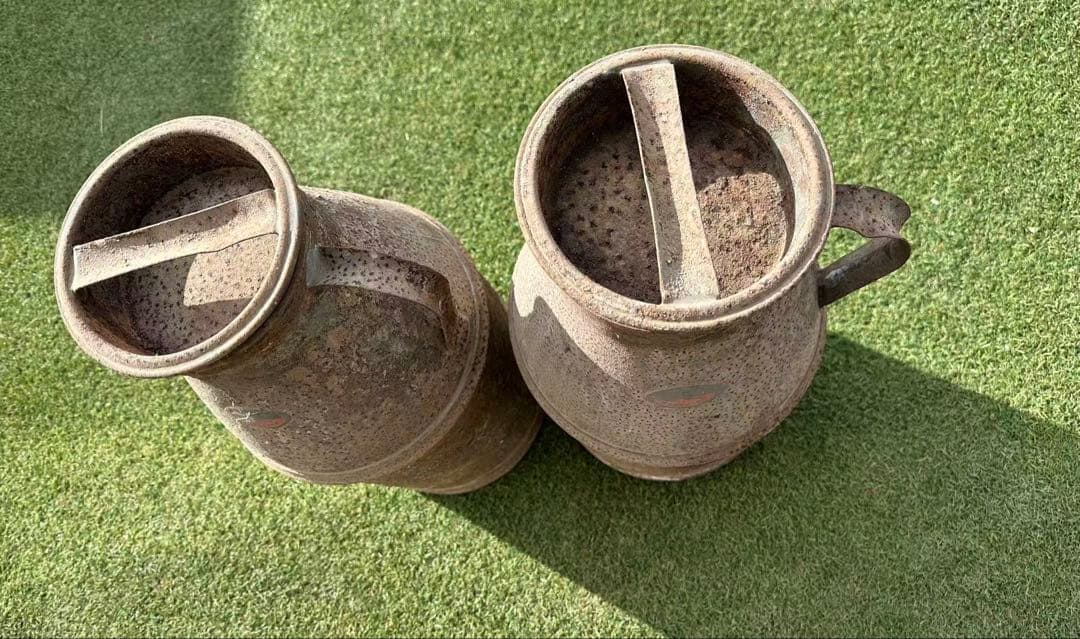 アンティークミルク缶 錆色 取っ手付き 2個セット