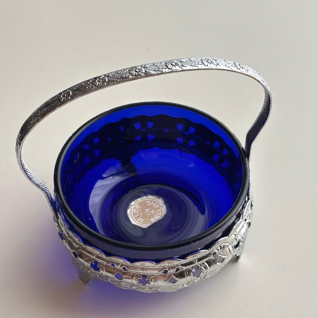 【美品】イギリス ヴィンテージ ボンボニエール コバルトブルー ゴシック
