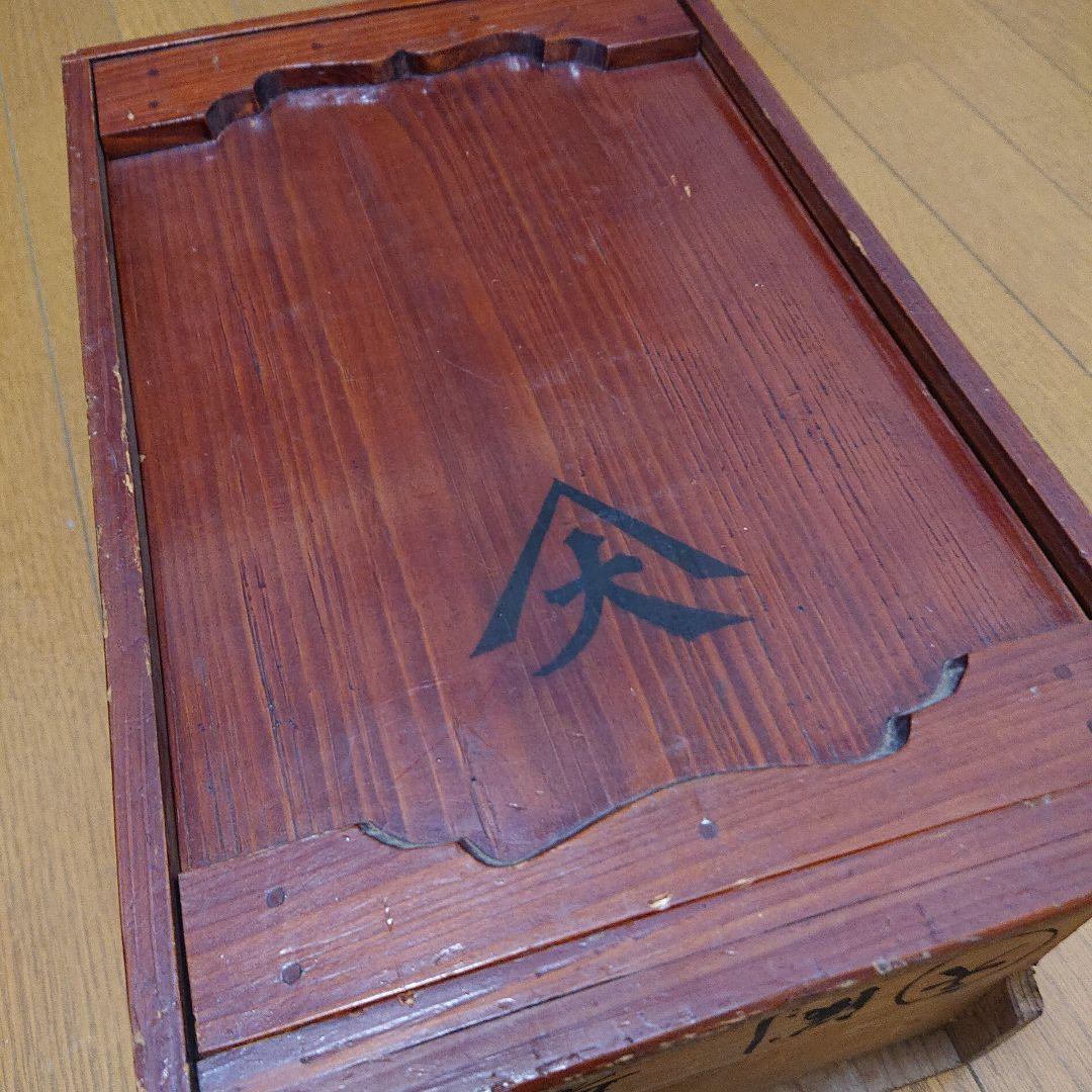 慶応 江戸末期 重箱 4段 金箔 鶴と松 岡箱 花見 お弁当 お重 骨董品