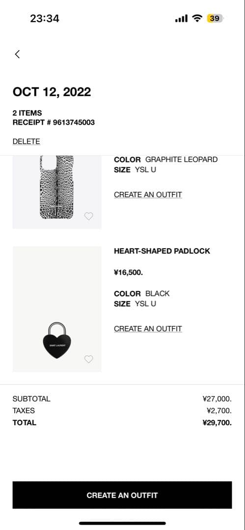 SAINT LAURENT ハート型南京錠