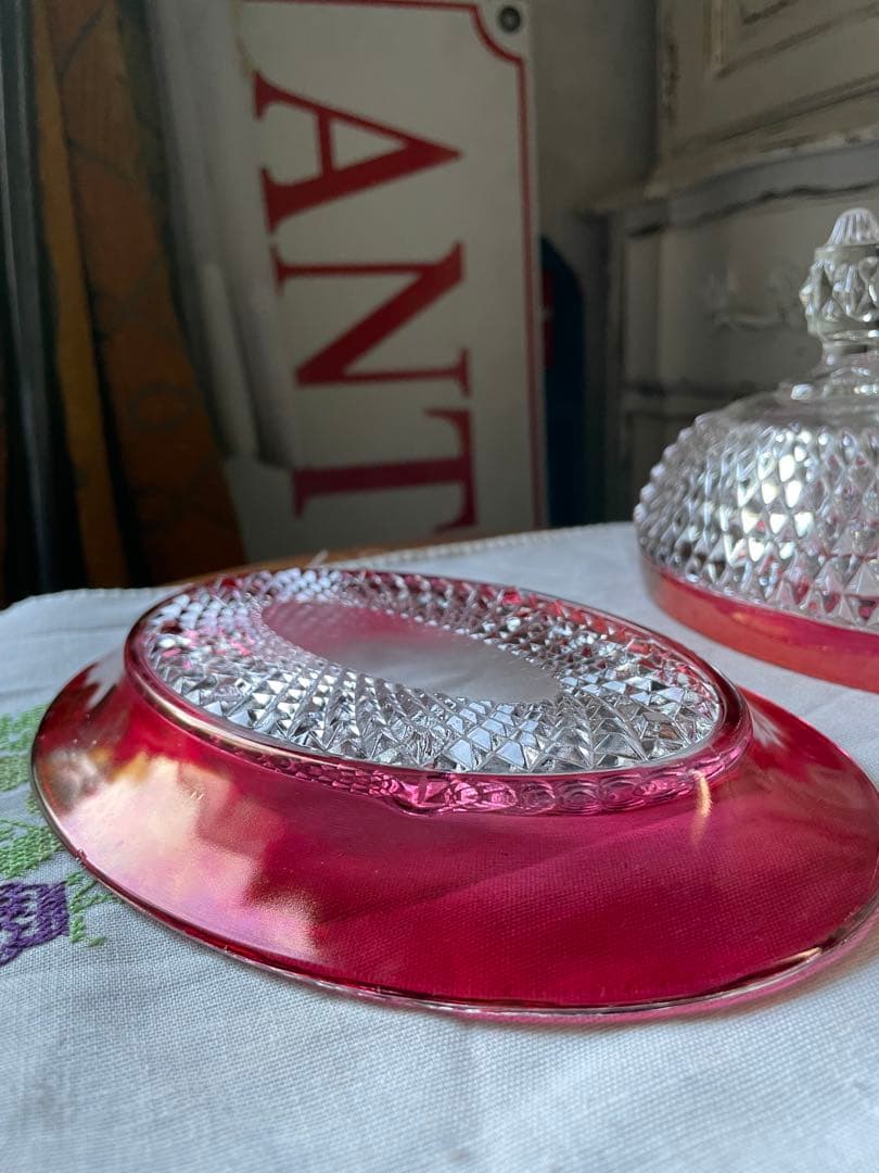 アンティーク　INDIANA GLASS バター　ディッシュ　ケース　グラス