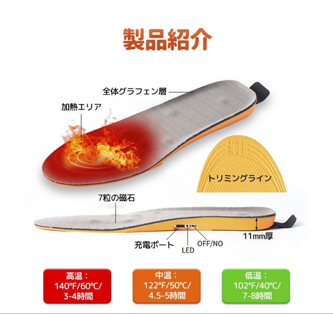 電熱インソール 中敷き 温度調節リモコン付き 抗菌 ヒートインソール