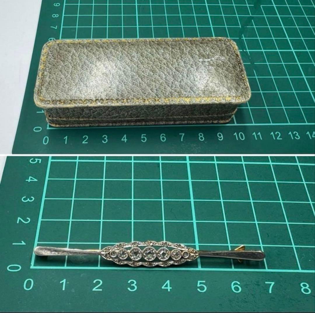 フランス　アンティーク　18金　ダイヤ　ブローチ　元箱つき。