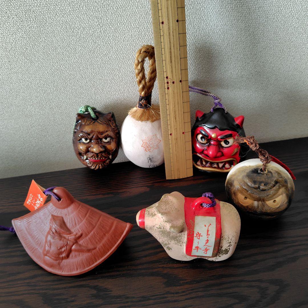 ☆手作り陶器置物 伝統的デザイン 6点セット　観光地お土産品　鈴