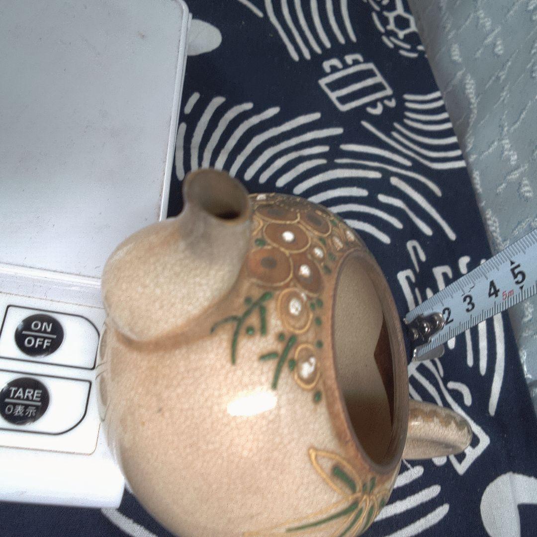 骨董２ 清水焼 陶器製急須 花模様欠け あります