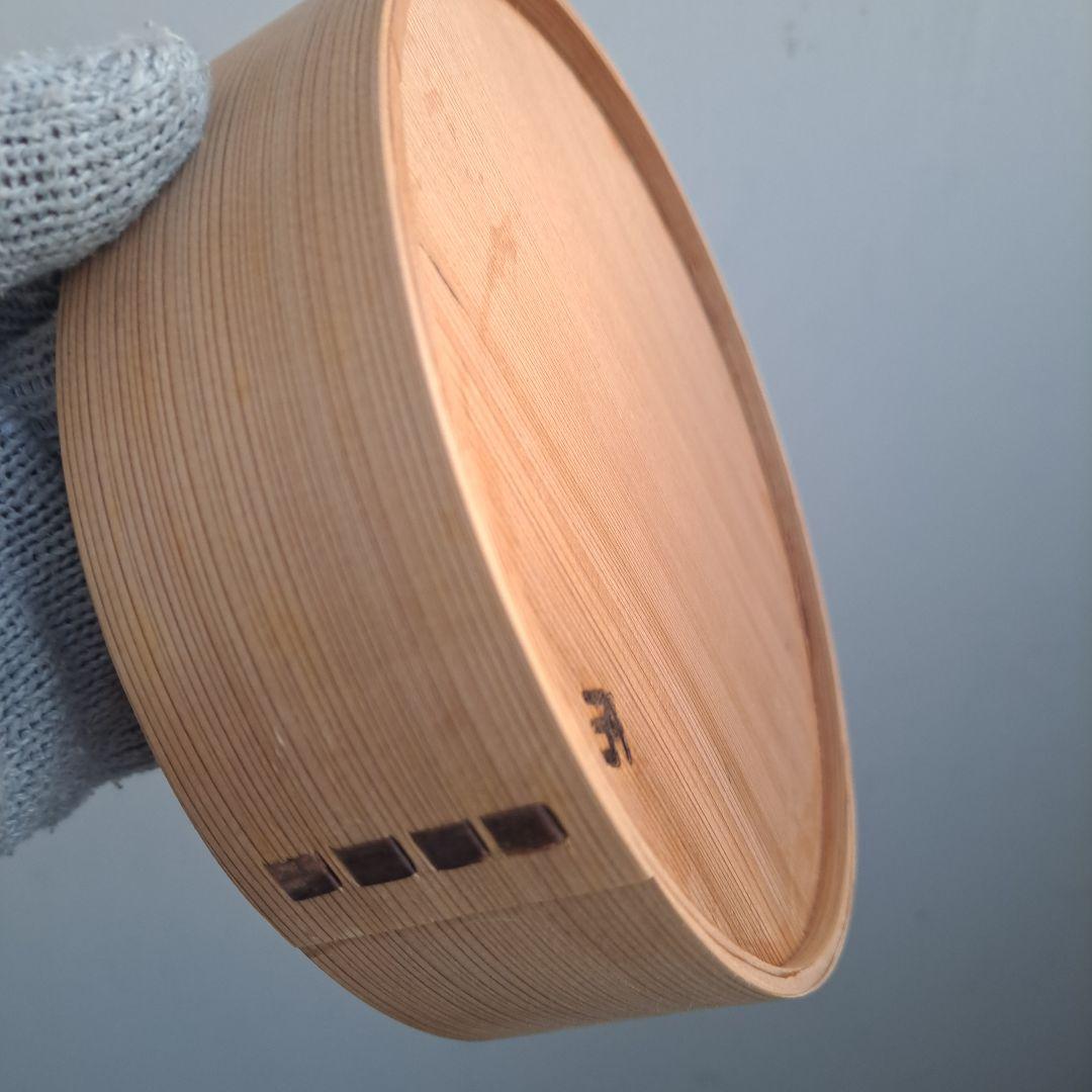 【博多曲げ物　蓋つき菓子器】天然木製　柴田徳商店　松竹梅鶴亀　長期保管品