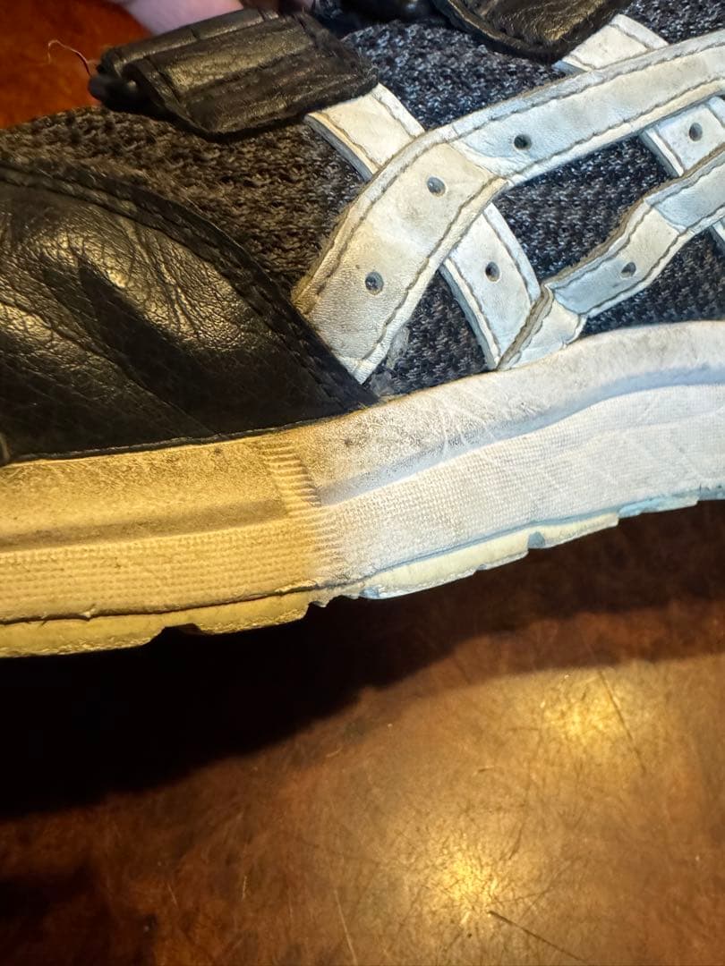 asics安全靴ハイカットベルクロ黒白28cm 使用感多