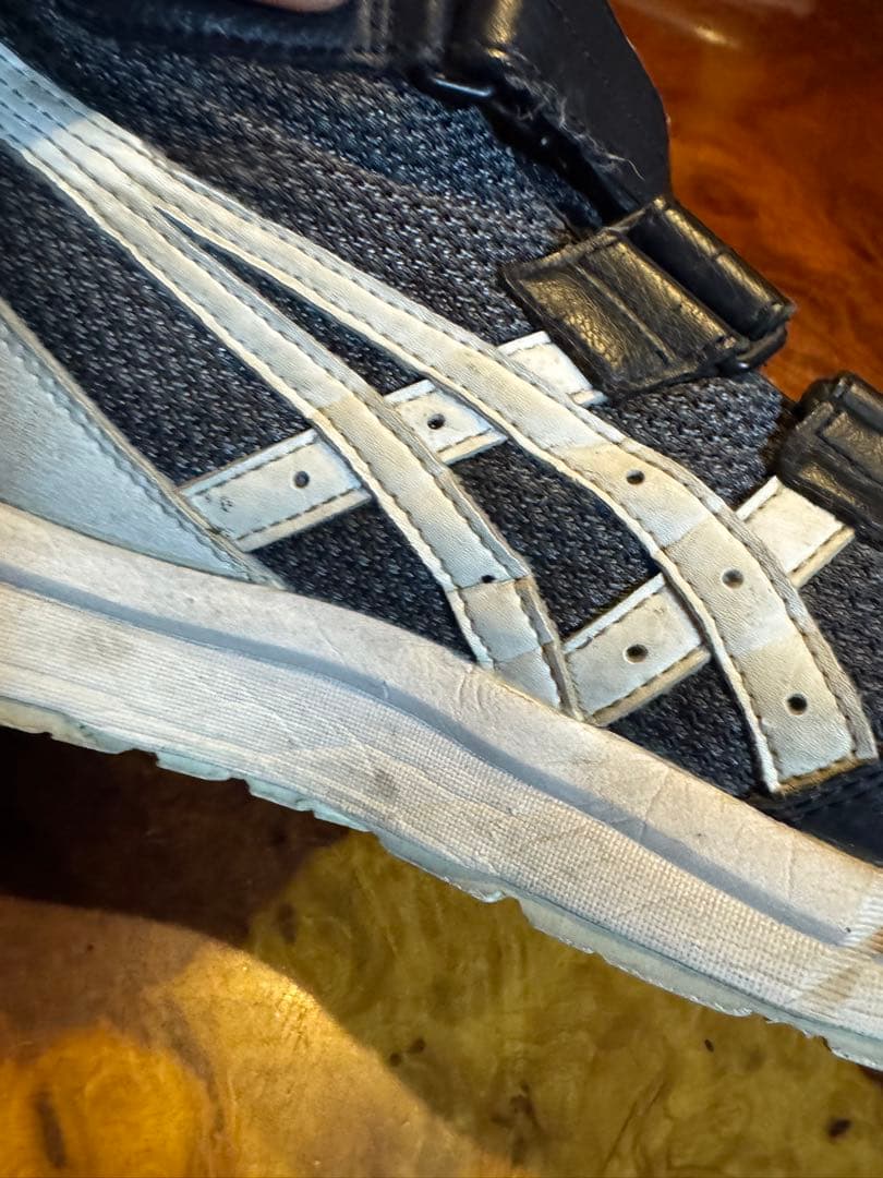 asics安全靴ハイカットベルクロ黒白28cm 使用感多