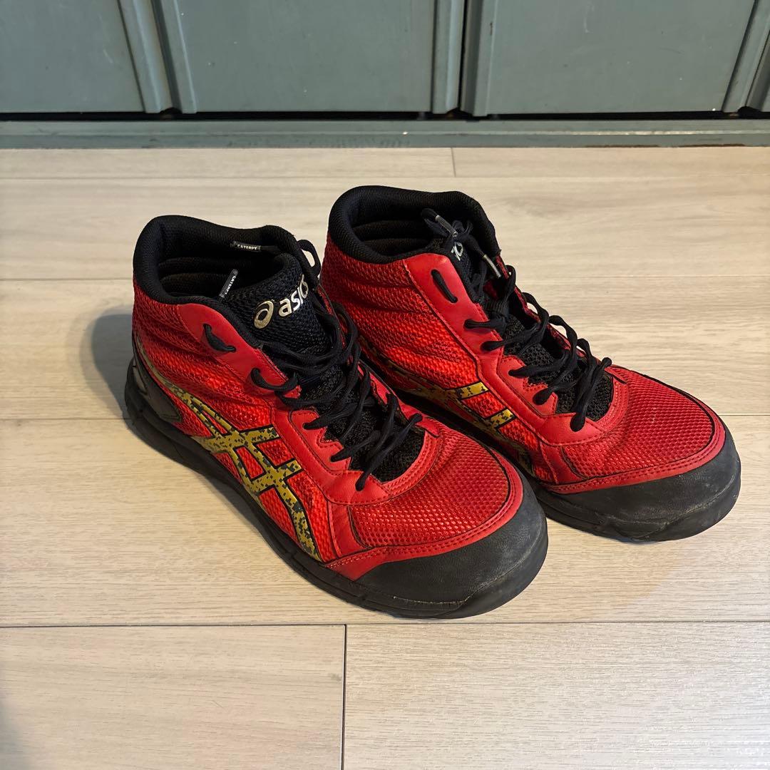 ASICS ハイカット安全靴 27.0 レッド/ブラック