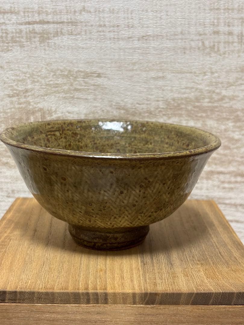①人間国宝 島岡達三 地釉象嵌縄文盌 茶碗 師:浜田庄司 象嵌 三島手 美術