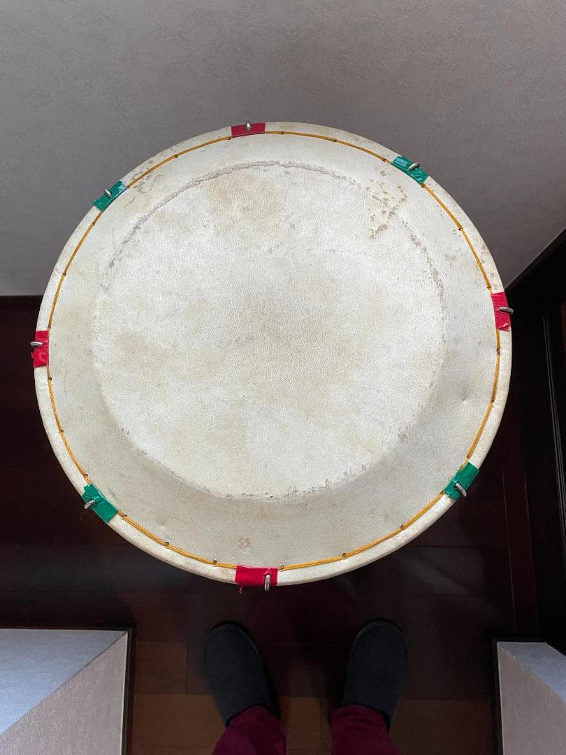 韓国太鼓 チャング チャンゴ 打楽器 直径約40cm バチ付き　ケース無