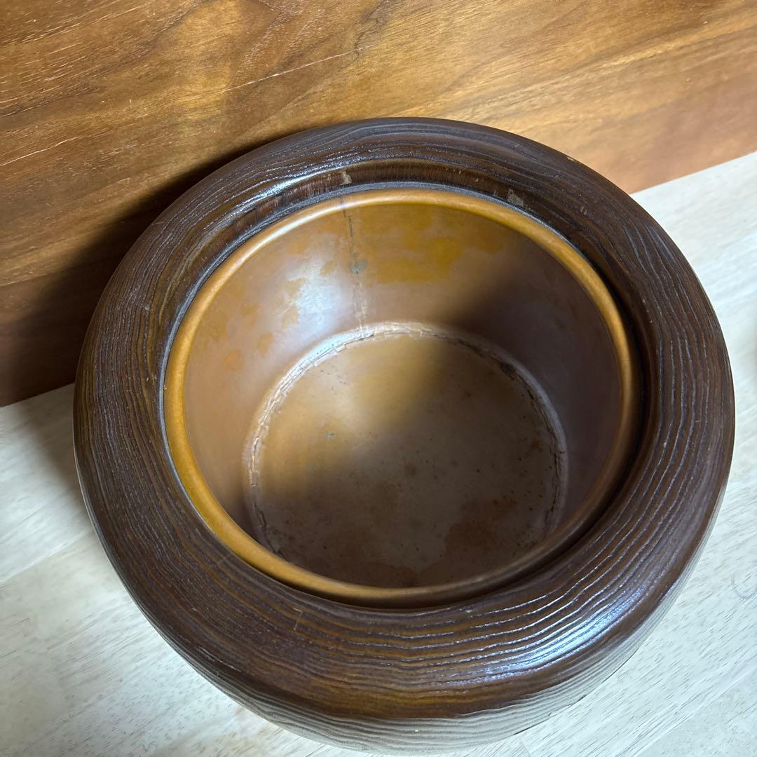 火鉢　古道具　木製　時代　花