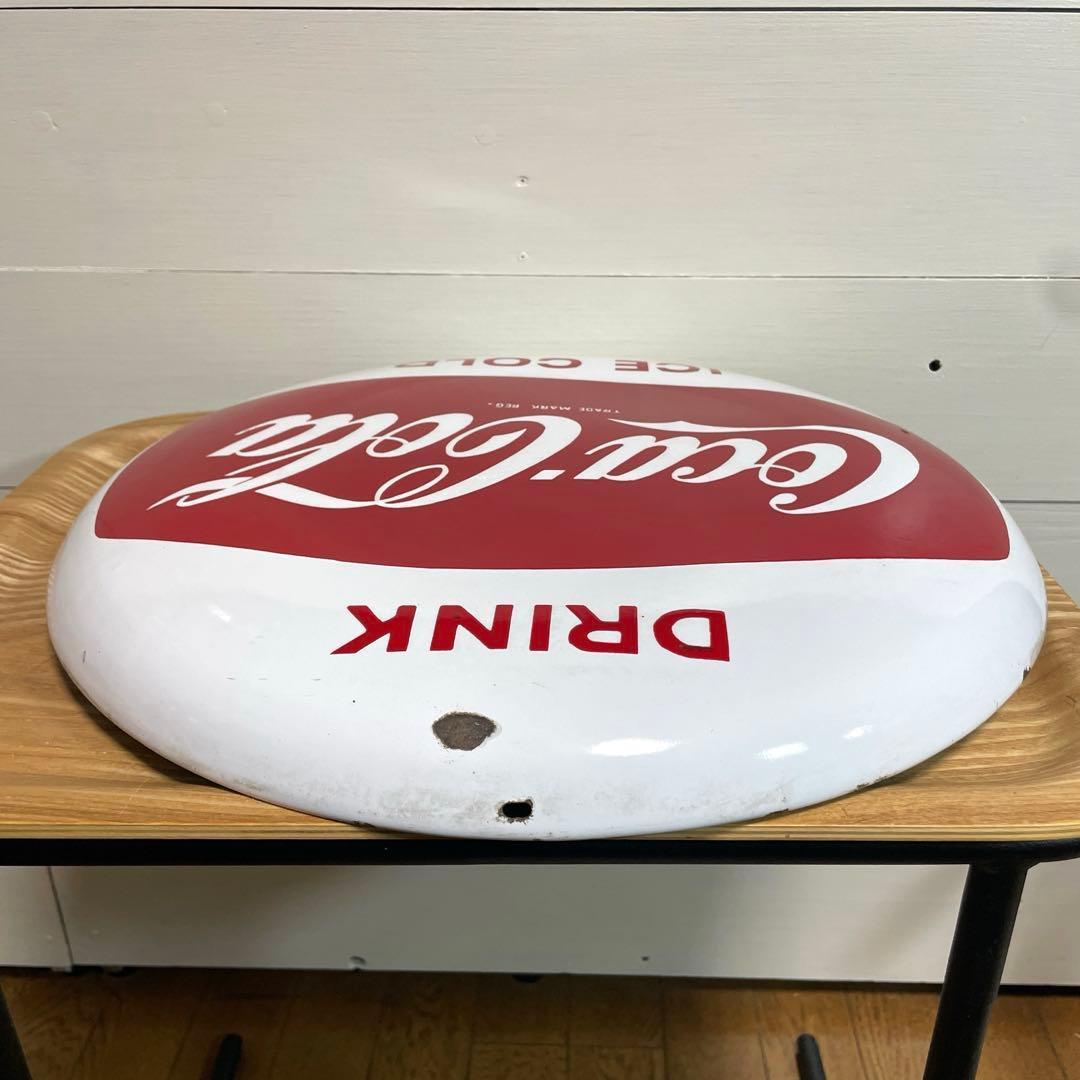 【希少】コカコーラ 40cm 白ボタン ホーロー看板 ビッグサイズ ヴィンテージ
