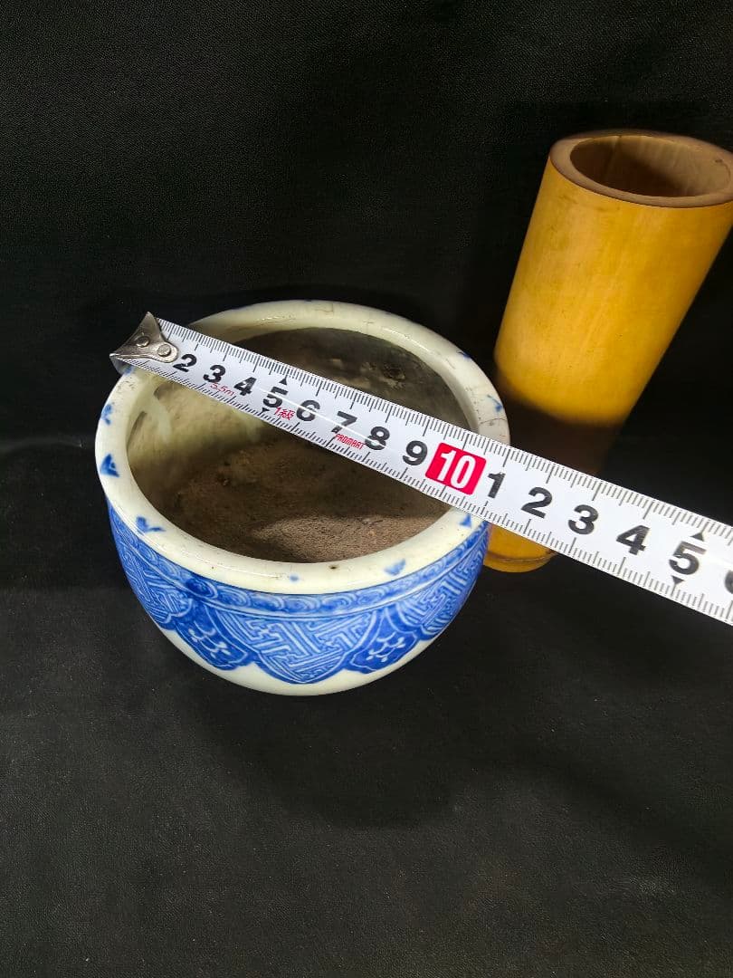 紫檀煙草盆 古材唐木 透かし彫り骨董 香道具 茶道具 古美術 染付香鉢蔵出し美品