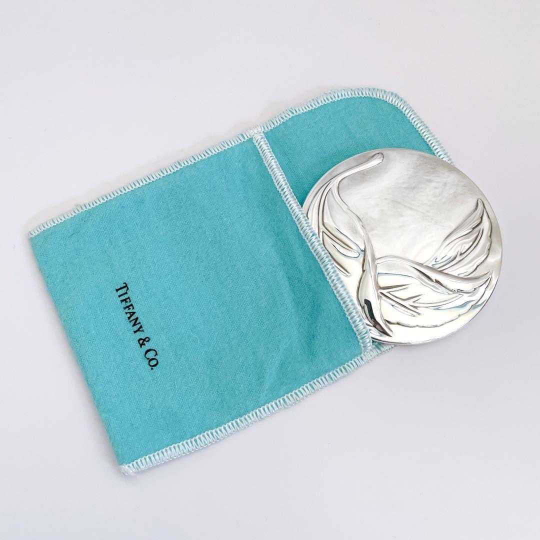 【希少品】TIFFANY&Co コンパクトミラー リーフ シルバープレート レア