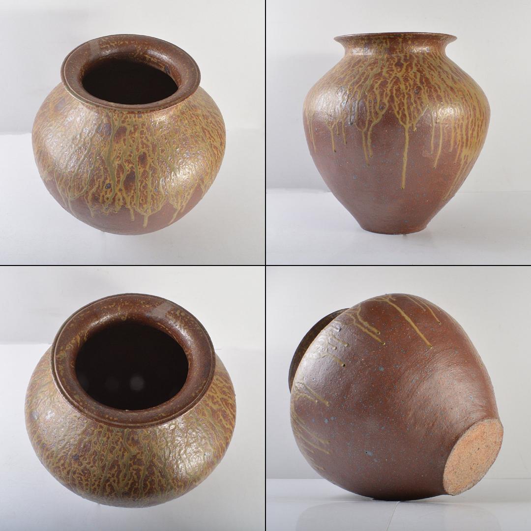 常滑焼　澤田重治作　ヨリコ造り　壷　大壷　重さ約14kg　共箱　N　R5686C