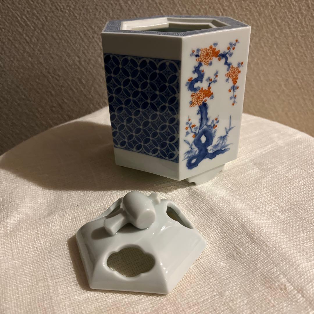 色鍋島焼　高山窯　松竹梅　香炉　茶道　香道