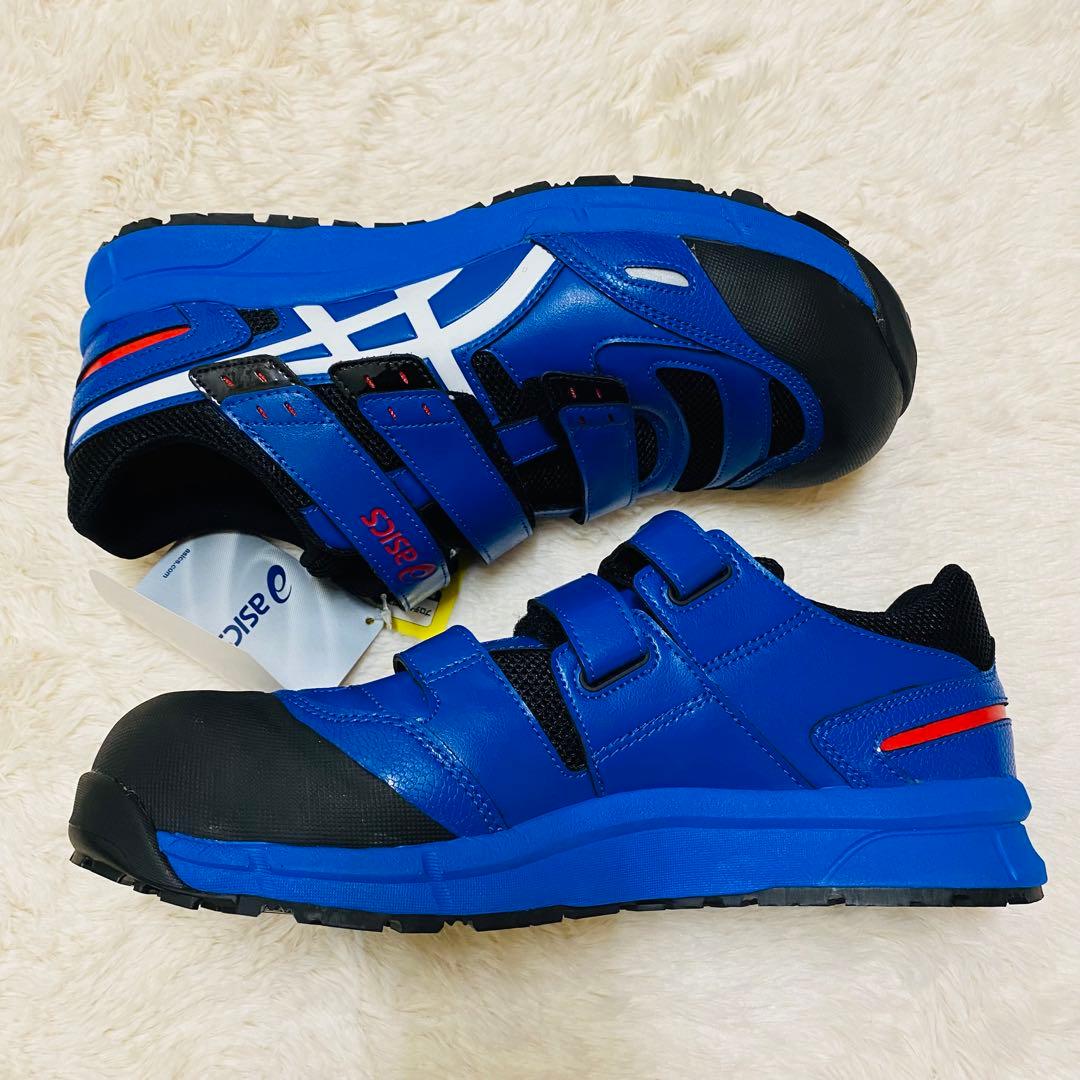 新品タグ付き！廃盤　希少asics アシックス　安全靴 作業靴　ベルクロ 青