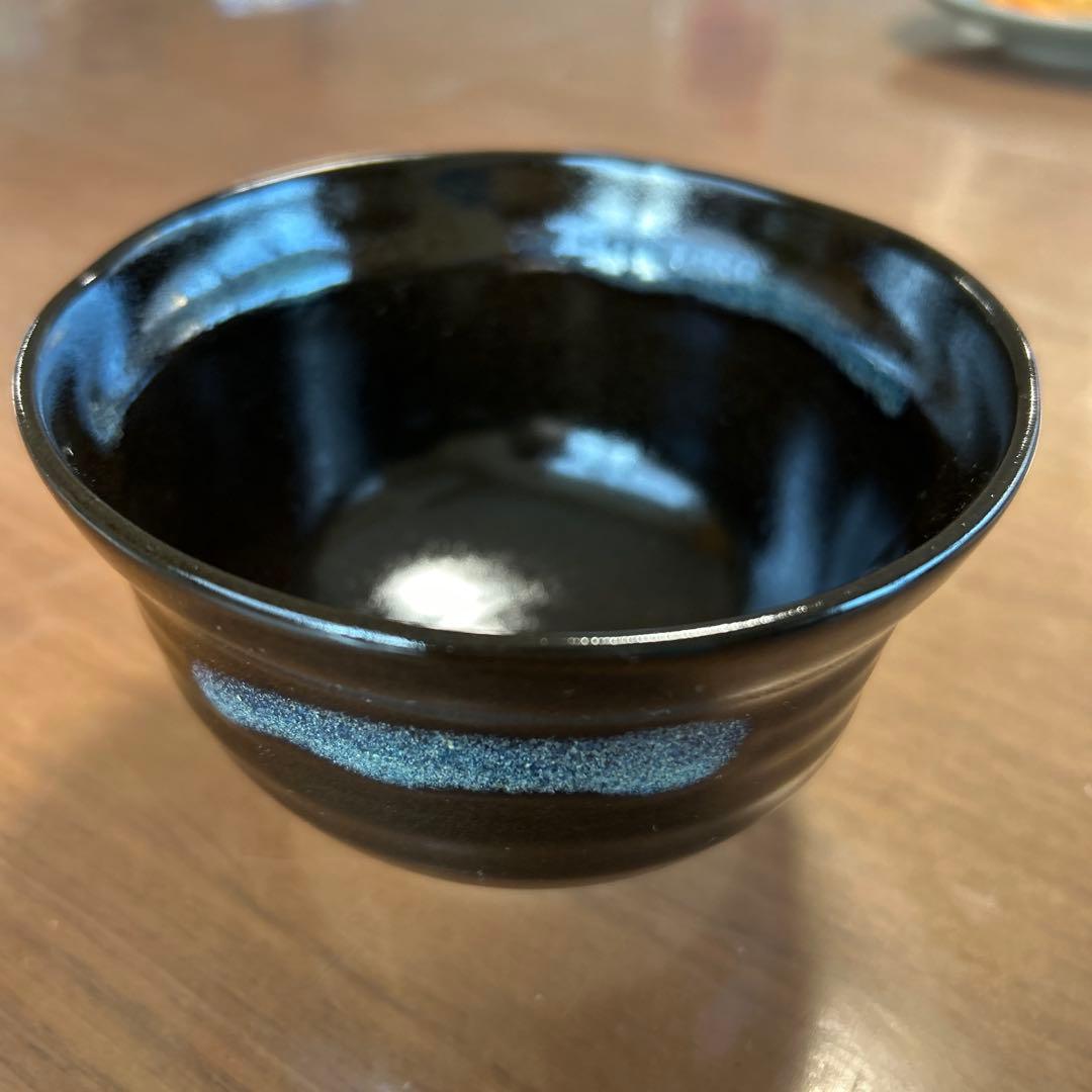 黒色茶碗 浅見与し三作 木箱付き