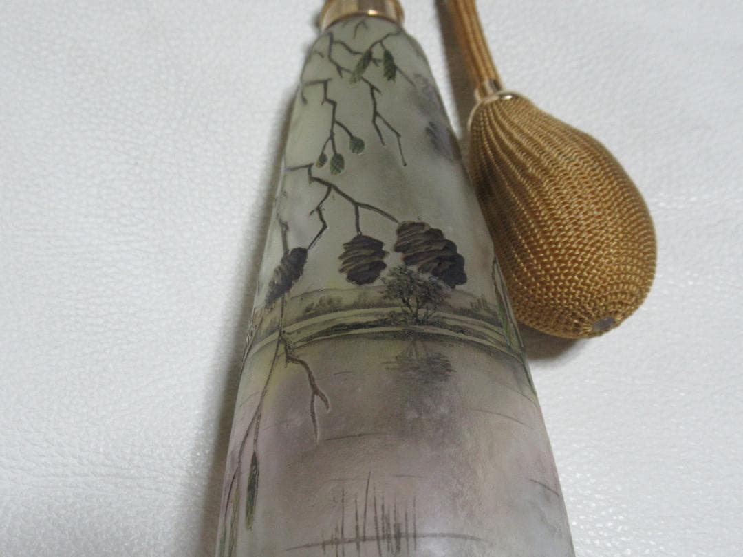 1890年頃定価60万◆ドーム・ナンシー『冬景色クマシデ文』香水瓶 高さ22cm