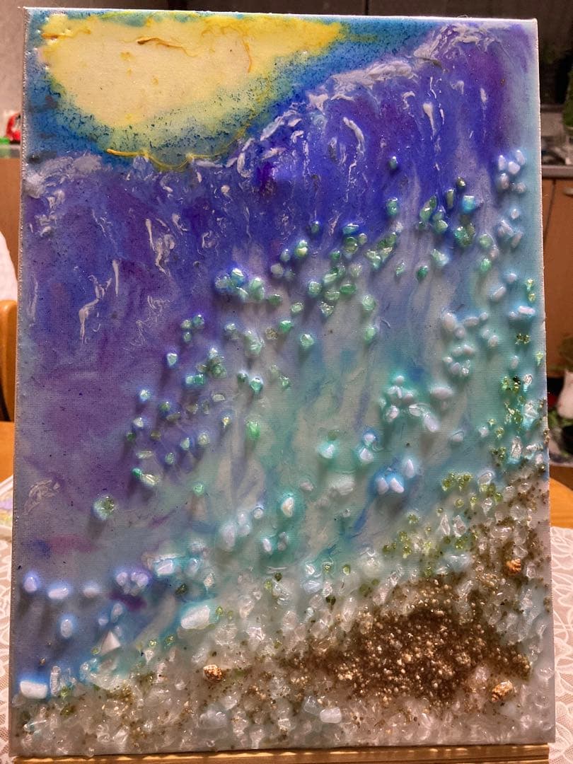 キラキラな海　天然石レジンアート