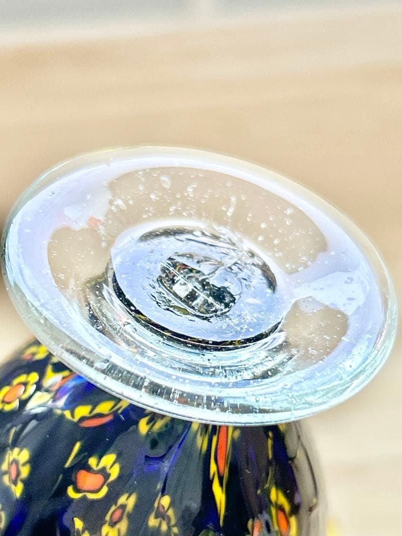 ベネチア ガラス ミルフィオリ MURANO ムラーノ ヴェネチアン ムラノ 紺