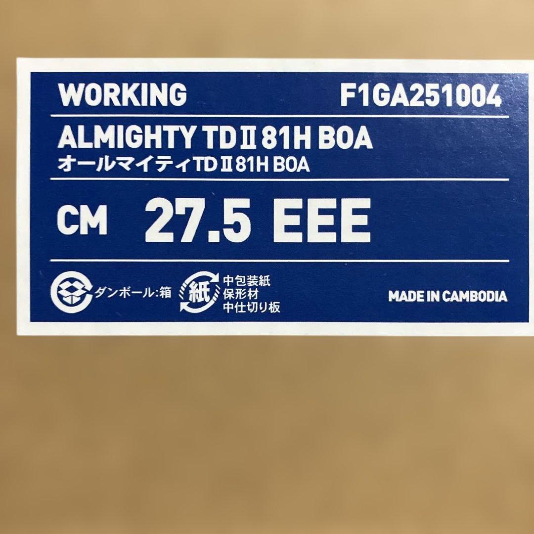 安全靴 MIZUNO ALMIGHTY TD II 81H BOA 27.5cm EEE
