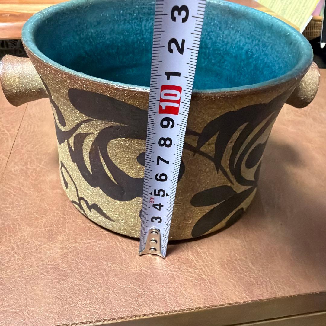 【新品】　沖縄やちむん　陶器　手描き　アイスペール　シャンパンクーラー　花器