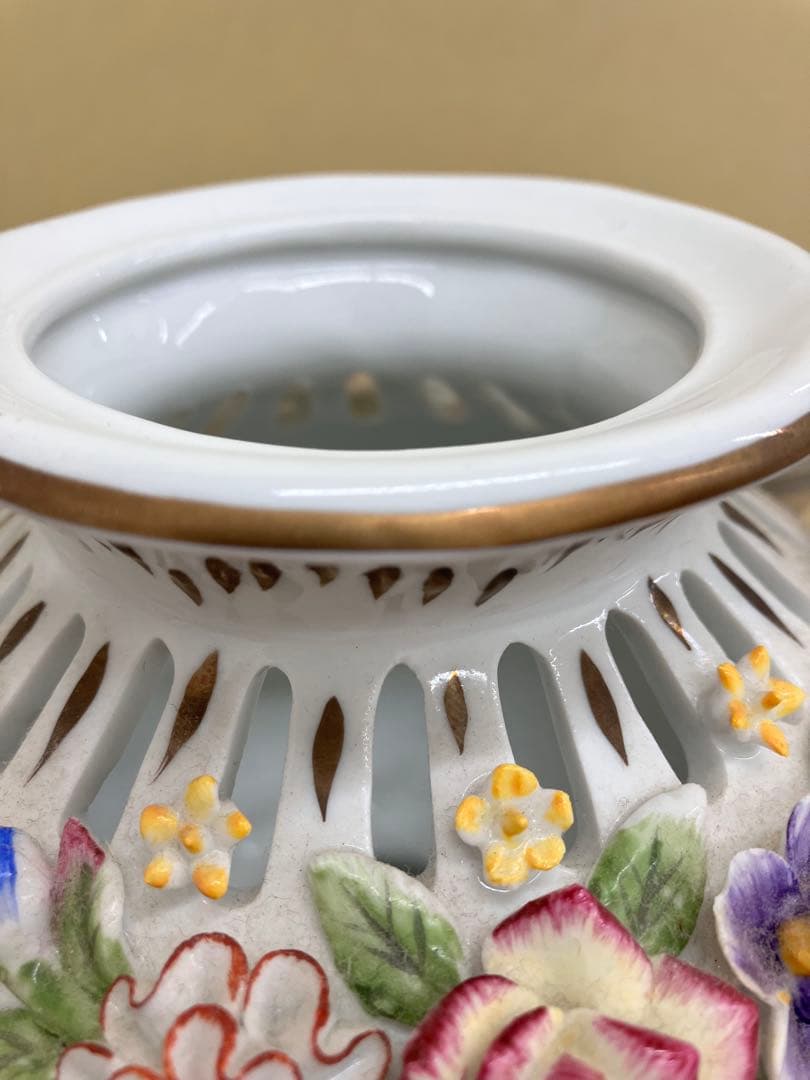 アンティーク　porcelain 陶器　ポプリポット　ボンボニエ