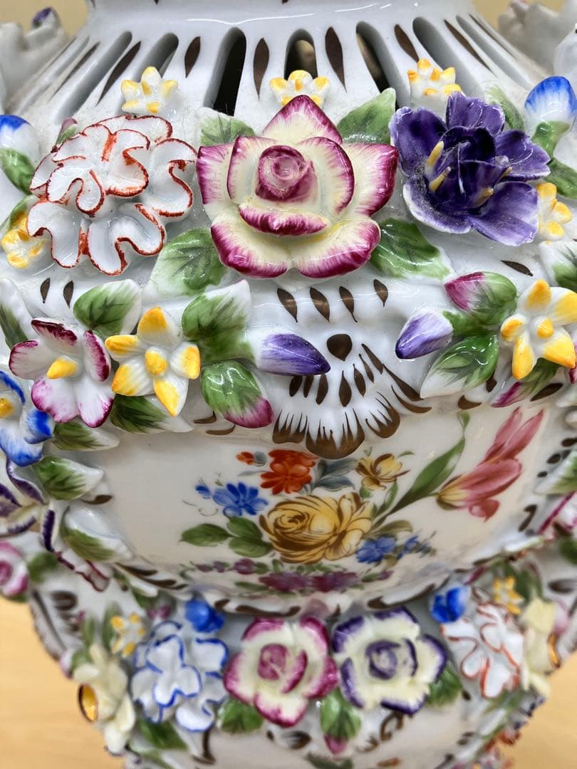 アンティーク　porcelain 陶器　ポプリポット　ボンボニエ