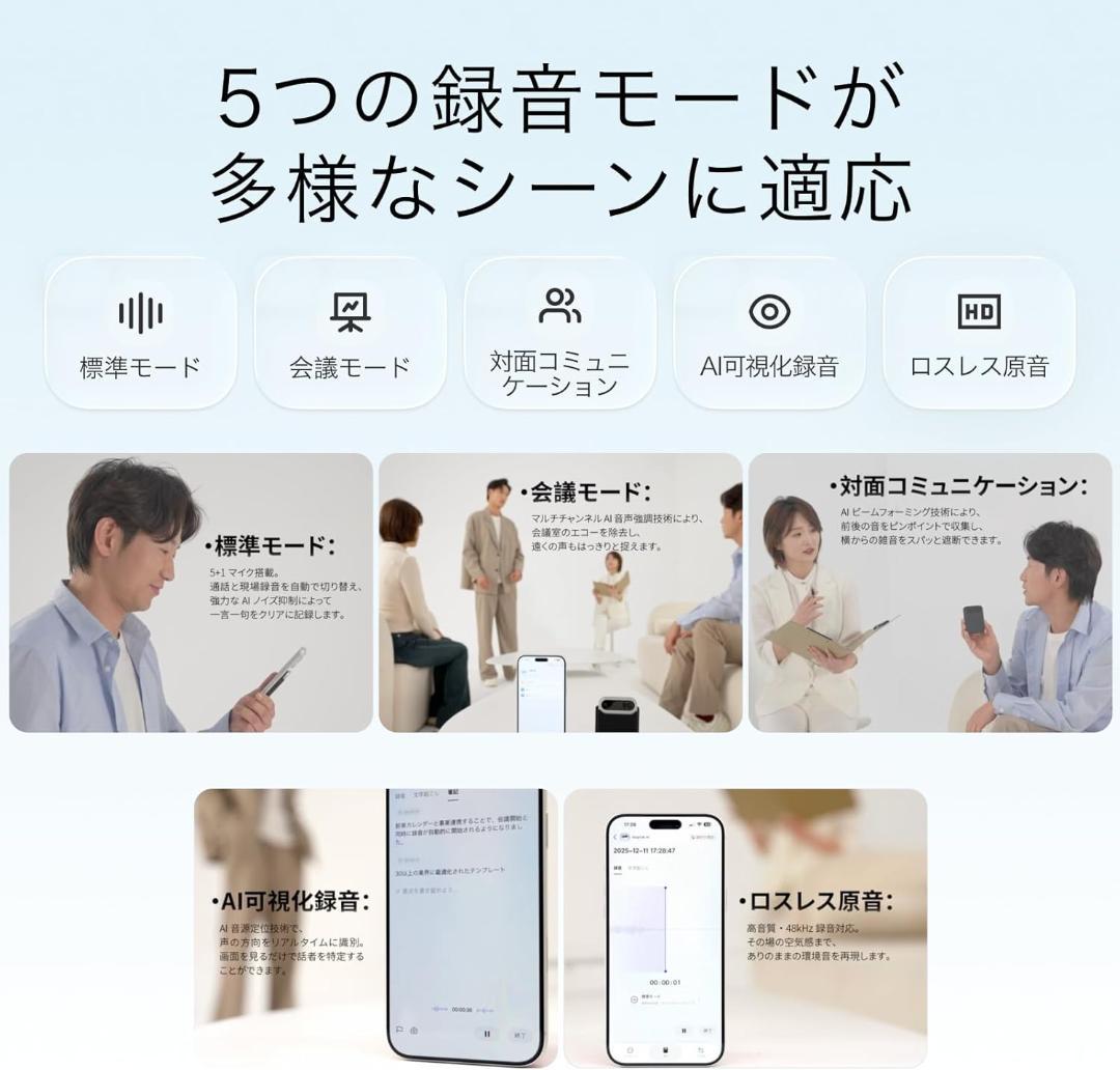 AIアシスタント ボイスレコーダー 音声録音カード 21言語翻訳 同時通訳