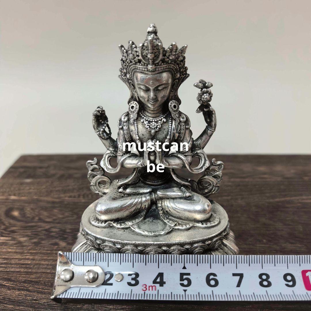 銅製 仏像 四臂観音菩薩像 仏教文化 工芸品 置物
