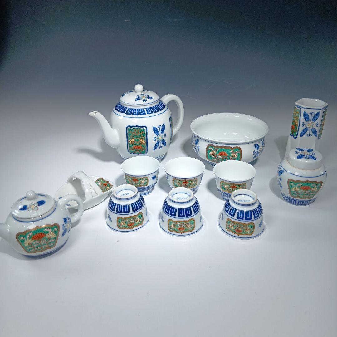 煎茶道具　有田焼　栄山作　金襴手煎茶器セット　共箱　美品