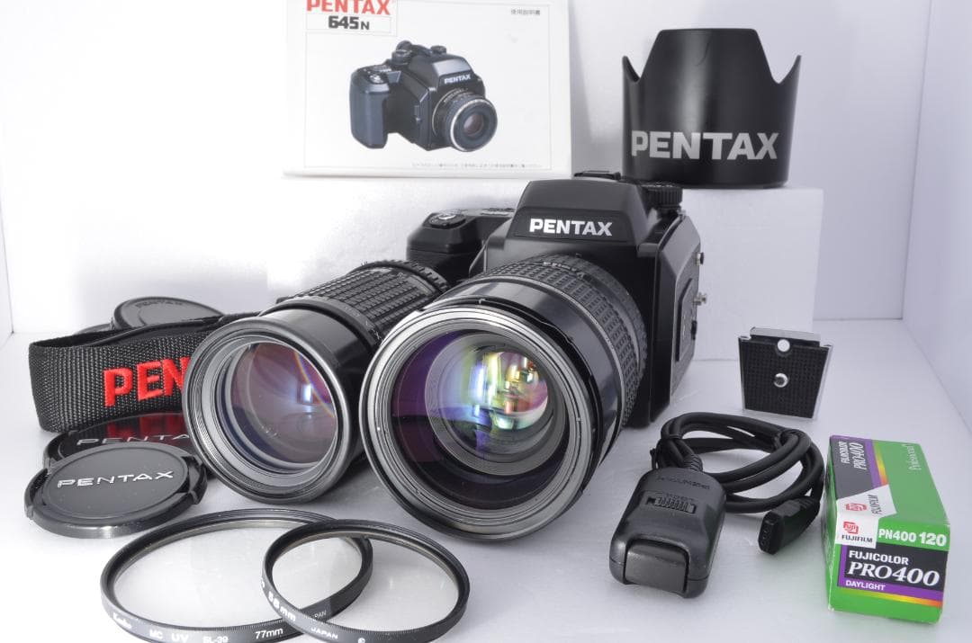 【極美品・完動品】PENTAX 645N レンズ2本、取説・その他 付属多数