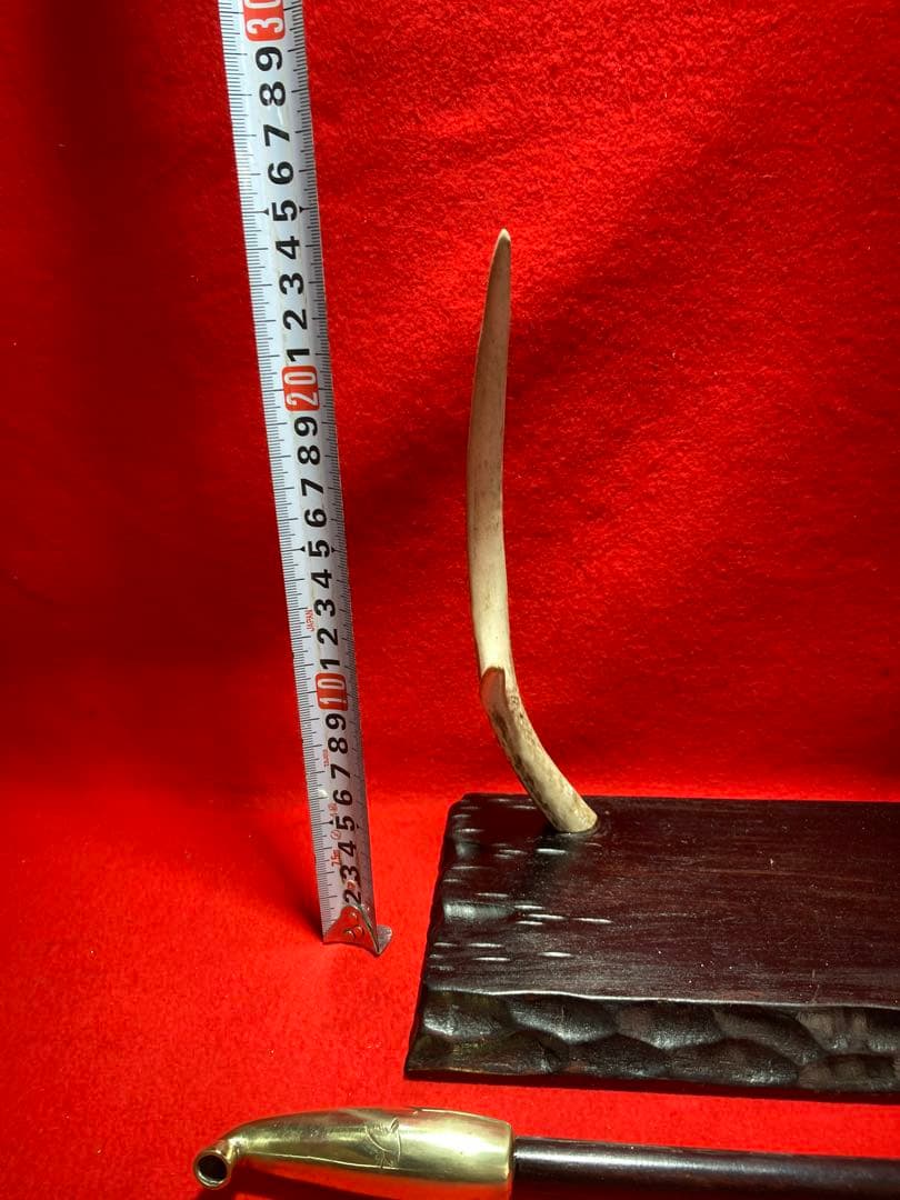 煙管鷹象嵌入り阿部印大煙管　代付き　置物　インテリア　喧嘩煙管