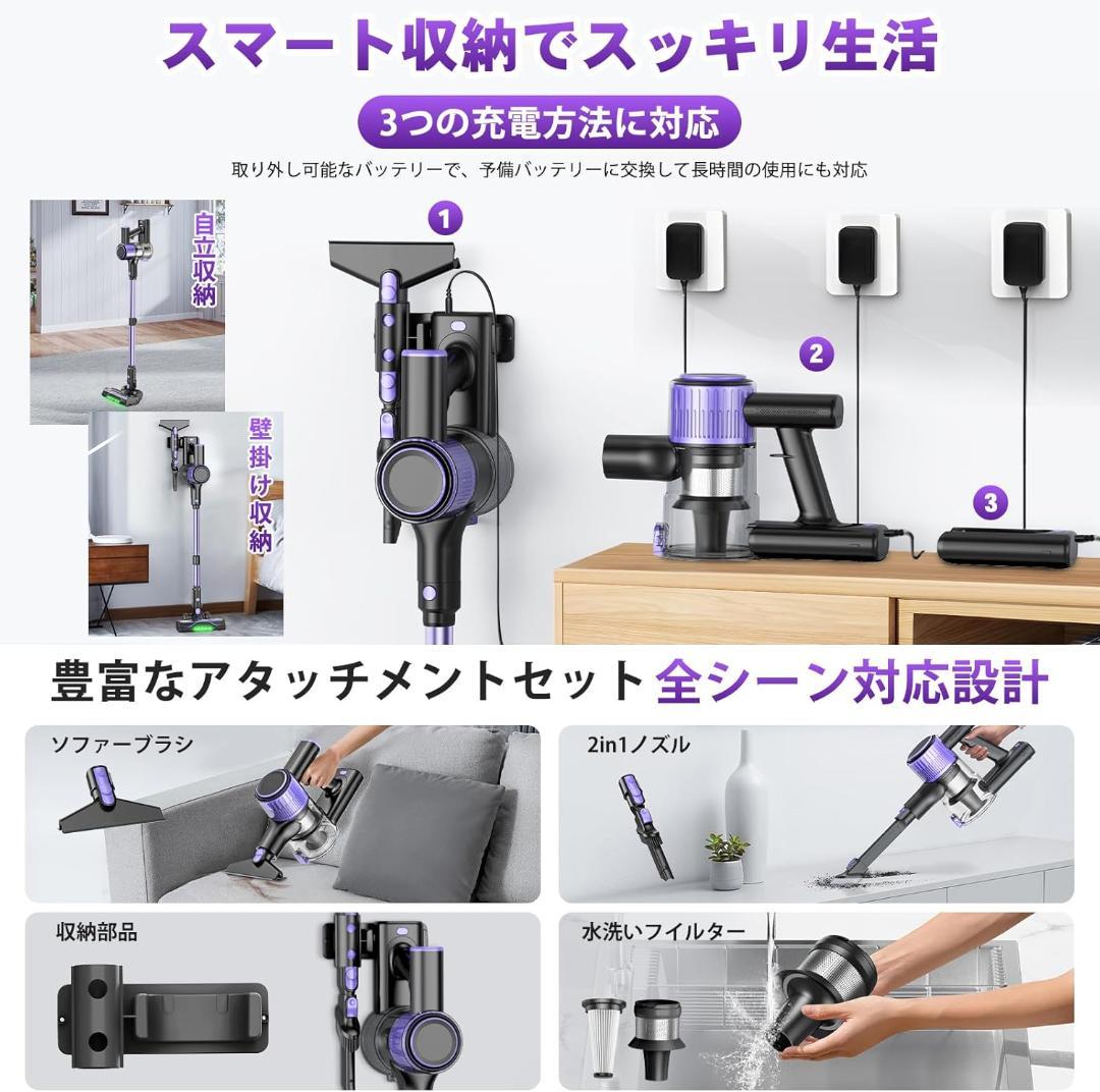 新品 未開封 コードレス掃除機 90Kpa 強力吸引 自立式 軽量 LED