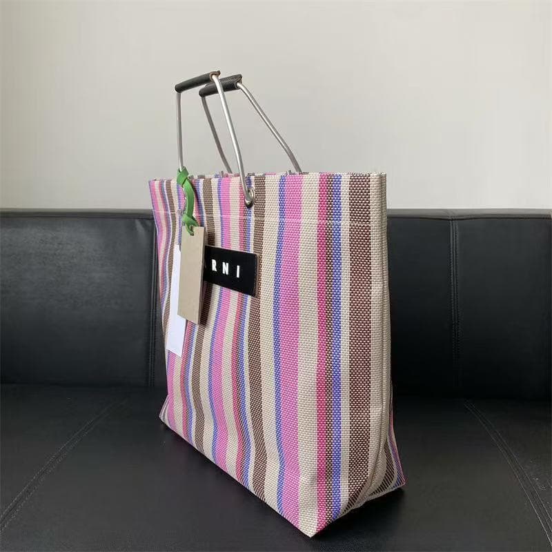 未使用MARNI MARKET マルニ フラワーカフェ ストライプ トートバッグ