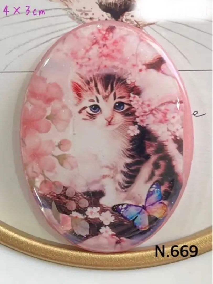 レジンヘアゴム猫ちゃんと桜(✿´ ꒳ ` )