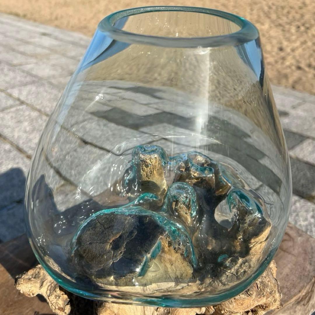 流木ガラスオブジェ大J 花瓶 金魚鉢 ガーデニング フラワーポット 水槽 アート