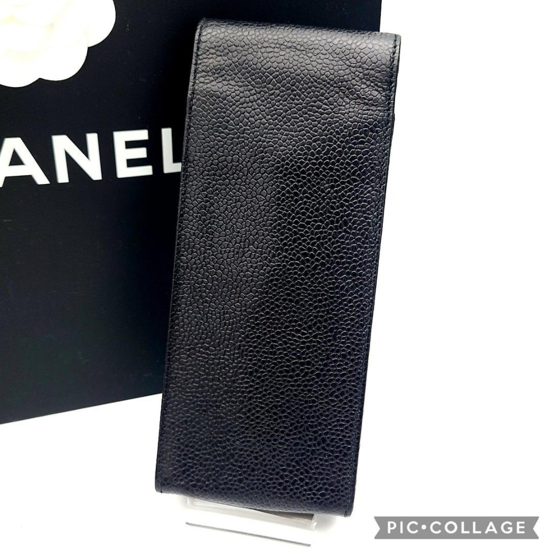 極美品 CHANEL シャネル キャビアスキン メガネケース シール 4番台