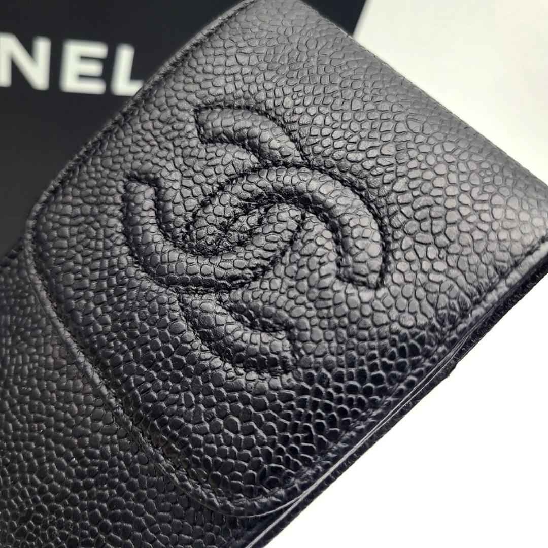 極美品 CHANEL シャネル キャビアスキン メガネケース シール 4番台