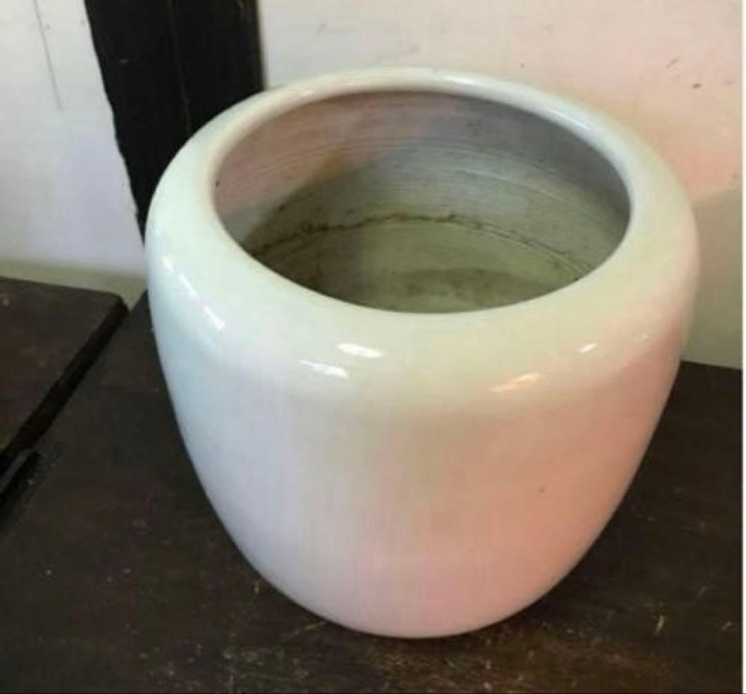 美品　陶器　白磁　火鉢　ヴィンテージ　鉢カバー　美しい白
