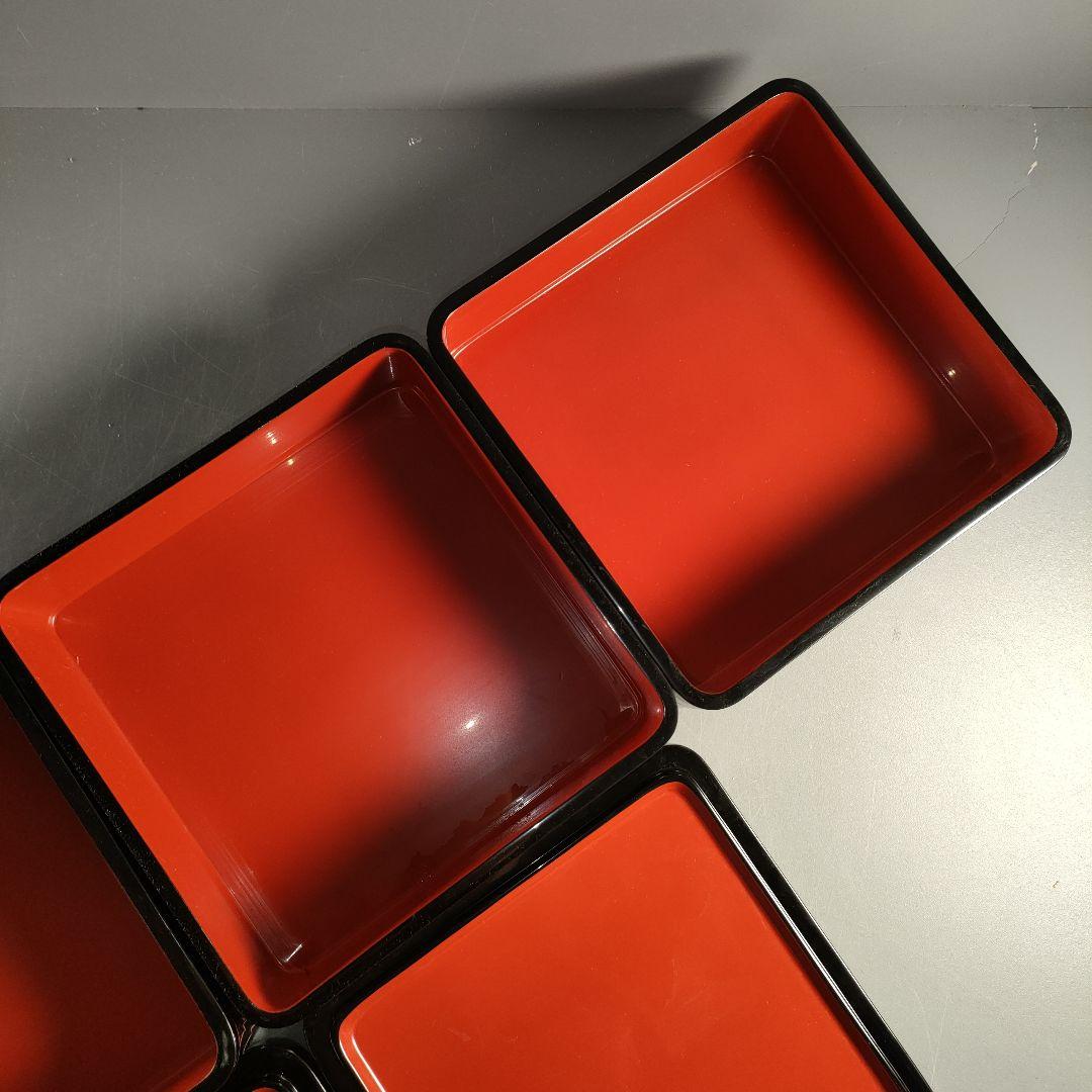 A1355-3/輪島塗/重箱 四段一揃/木製漆器/共箱/懐石道具/弁当箱/