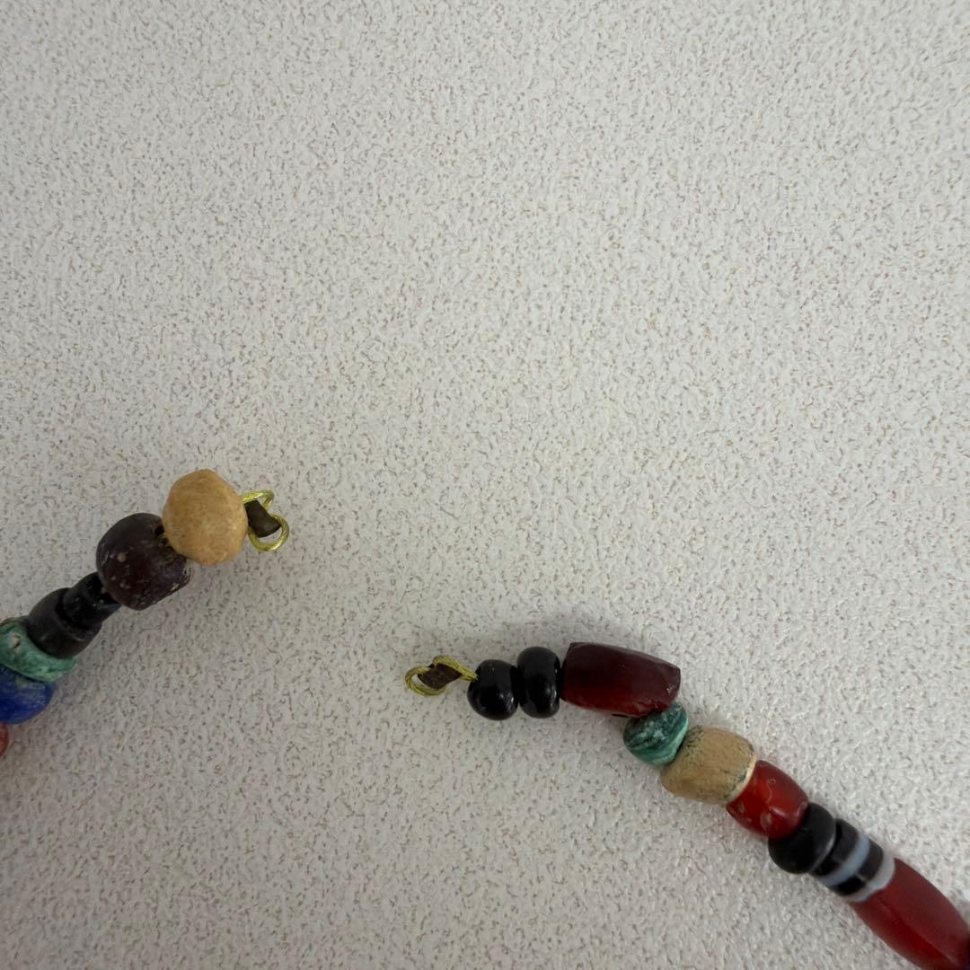 古代ビーズ　ネックレス　カーネリアン（紅玉髄）ラピスラズリ　アンティーク