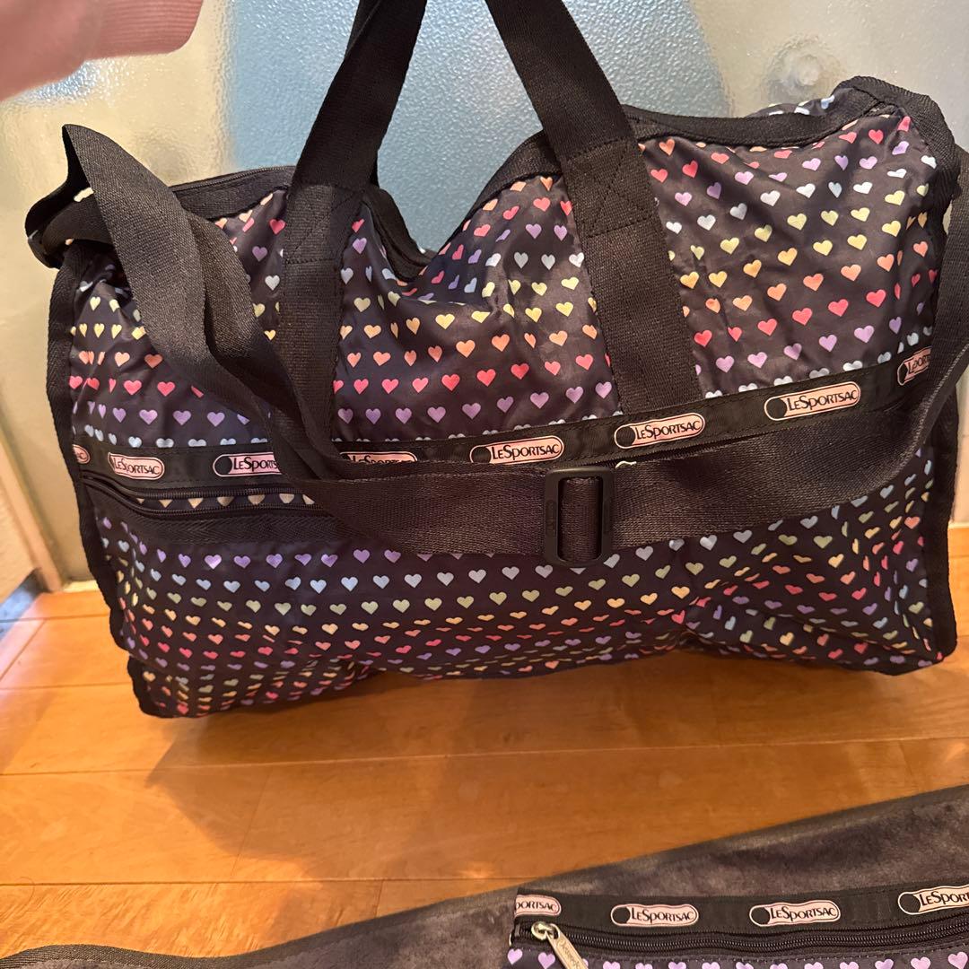 ★超美品★LeSportsac ブラック ボストンバッグ★ハート柄★