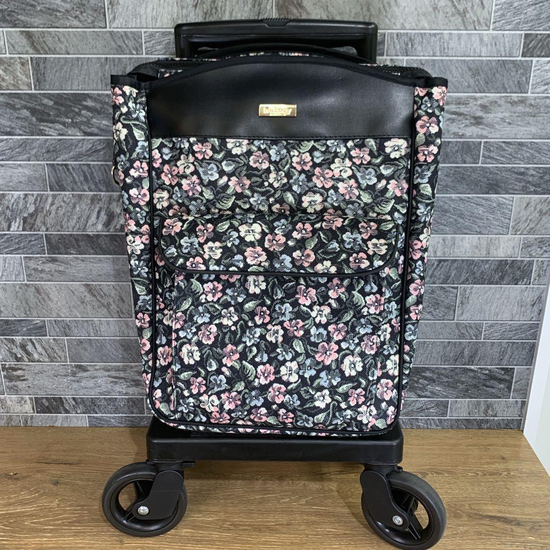 美品　島製作所　 ショッピングカー メロディ スムーズST　横押　歩行補助　花柄