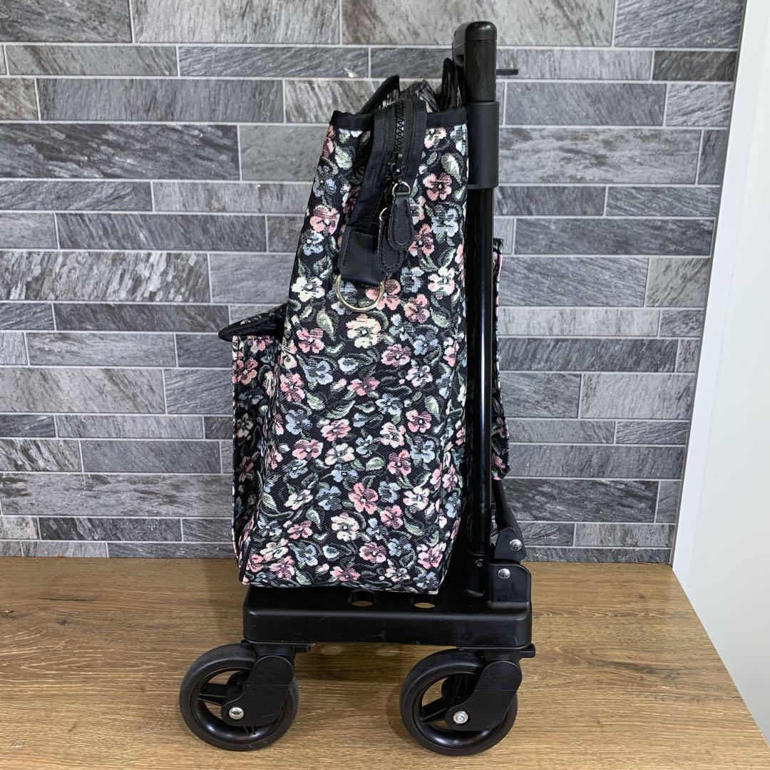 美品　島製作所　 ショッピングカー メロディ スムーズST　横押　歩行補助　花柄