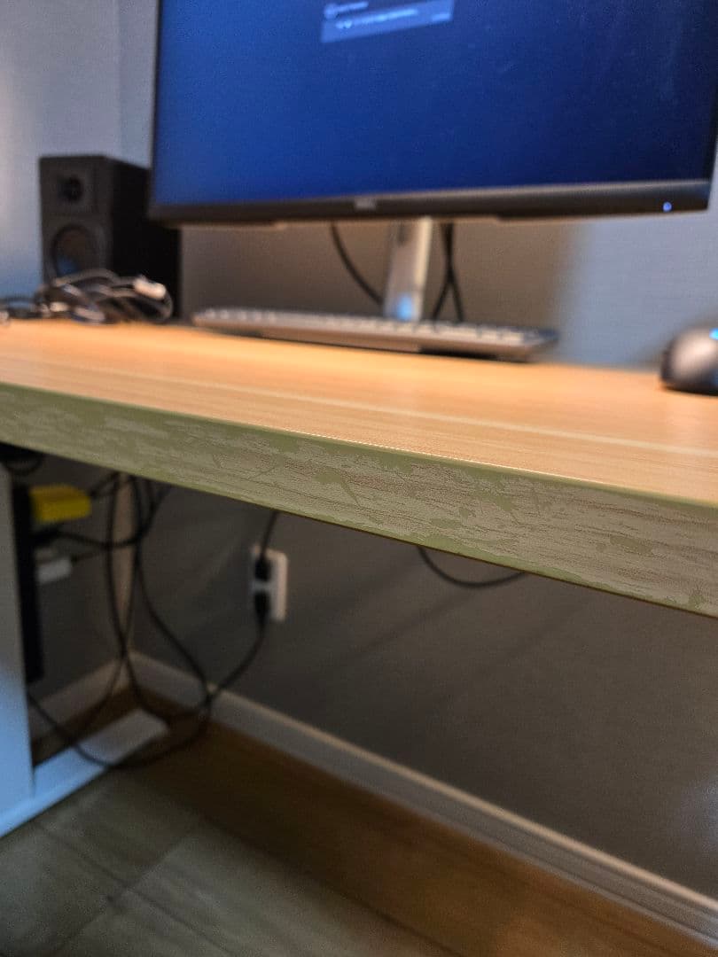 電動式昇降デスク　FlexiSpot　EF1セット(脚ホワイト/天板メープル)
