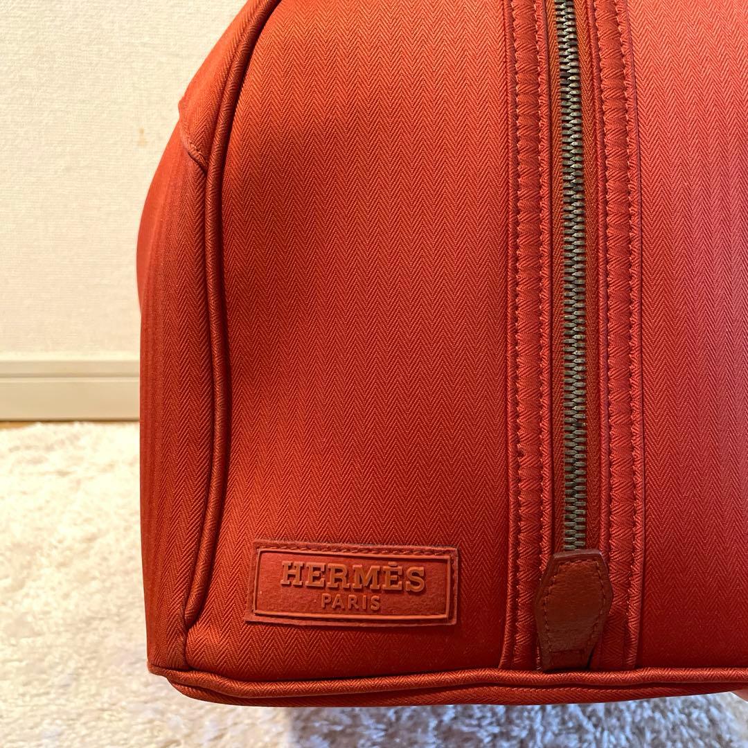 レアHERMES サックシアンボストンショルダー　ドッグキャリーバッグオレンジ